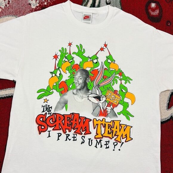 Vintage 1993 Nike Space Jam Michael Jordan Looney Tunes Graphic Short Sleeve Tee - Picture 1 of 9